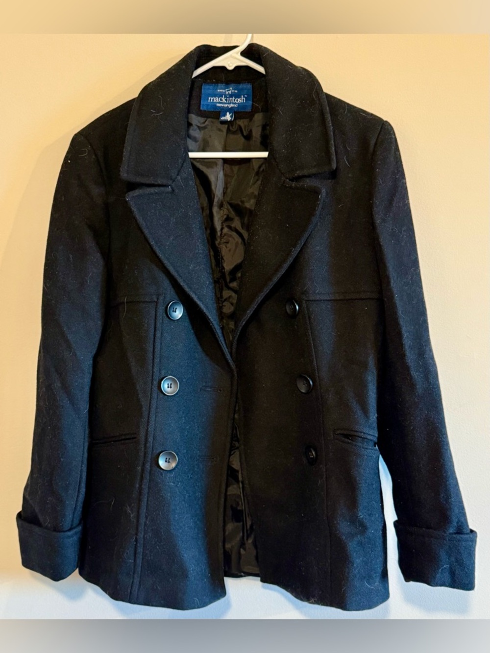 Mackintosh Black Wool Double-Breasted Pea Coat